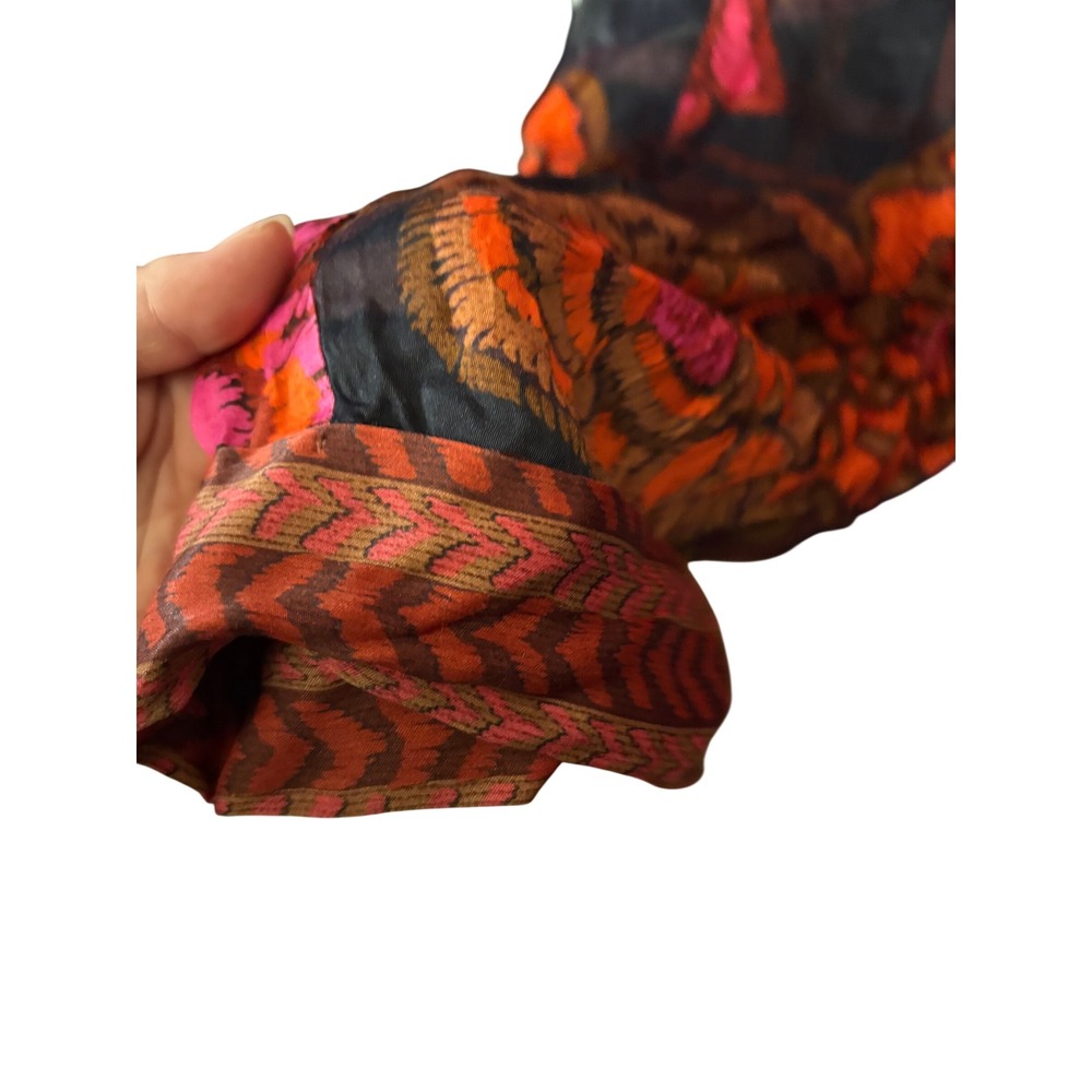 Farm Rio for Anthropologie Floral Plaid Wide Leg Pants Orange Pink XS New - Picture 7 of 7